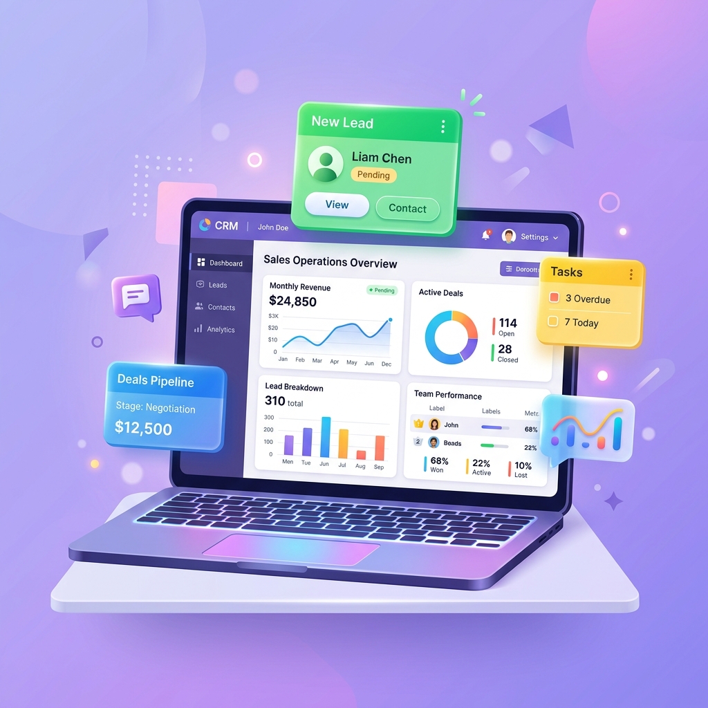Sevarat CRM App Mockup Layout